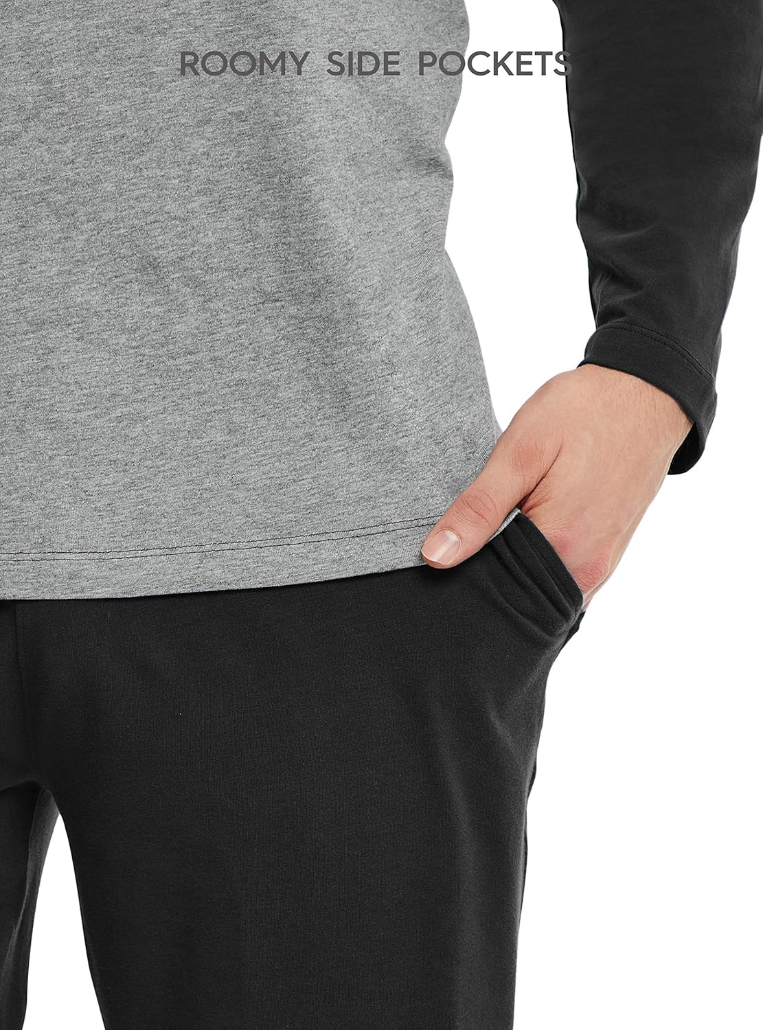 DAVID ARCHY Men's Cotton Raglan Sleepwear Long Sleeve Top & Bottom Pajama Lounge Set: Clothing