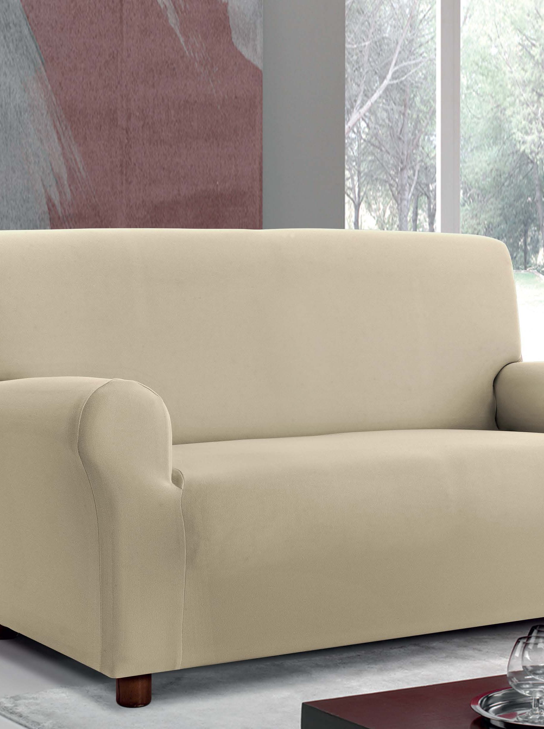 Italian Bed Linen Più Bello bielastic Sofa Cover Cream, 4 Places, 4 Seats