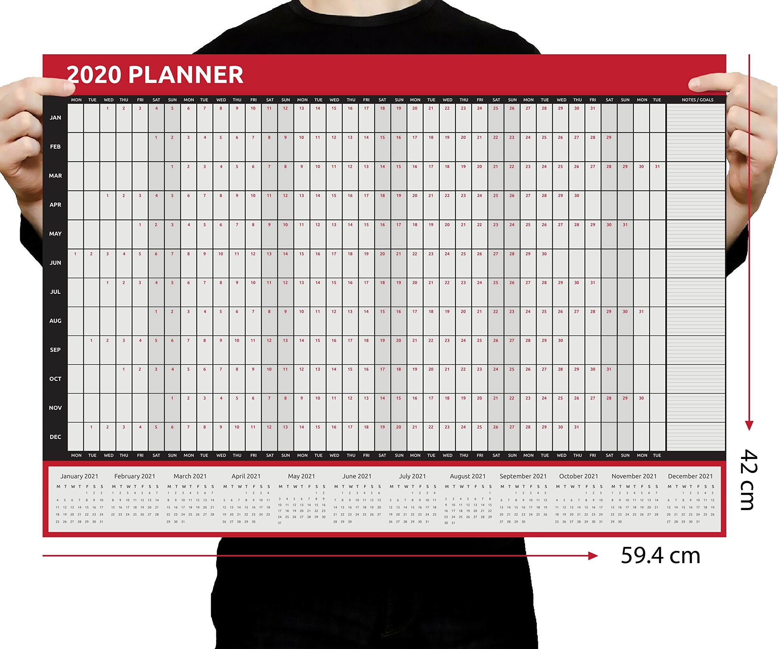 2020 Calendar A2 SizeYear Wall Planner Jan to Dec Academic Home Office Work Student Family Planner Boys Girls Kids & Children Home & Office