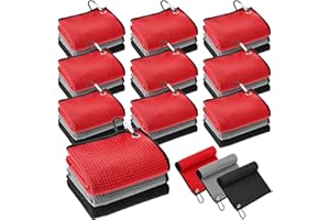 Batiyeer 30 Pcs Bulk Golf Towels for Golf Bags 16'' x 16'' Microfiber Fabric Golf Towel Waffle Pattern with Clip for Bags Men Mini Tournament Fitness Yoga Camping(Black, Gray, Red)