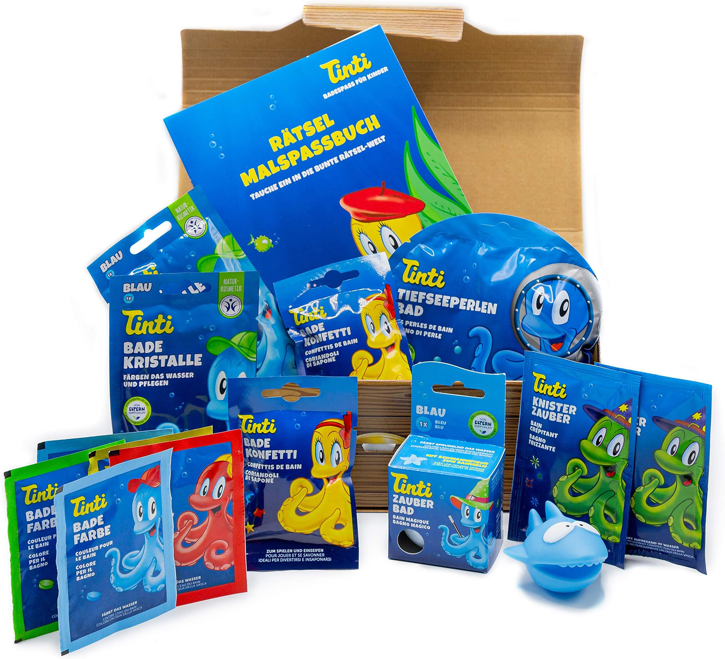 Tinti Big Treasure Box incl. 15 Funny Bath Products for Children (for Boys)