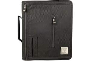 Hilroy - Classeur à fermeture éclair à anneau en D de 5,1 cm avec poches avant zippées (noir)