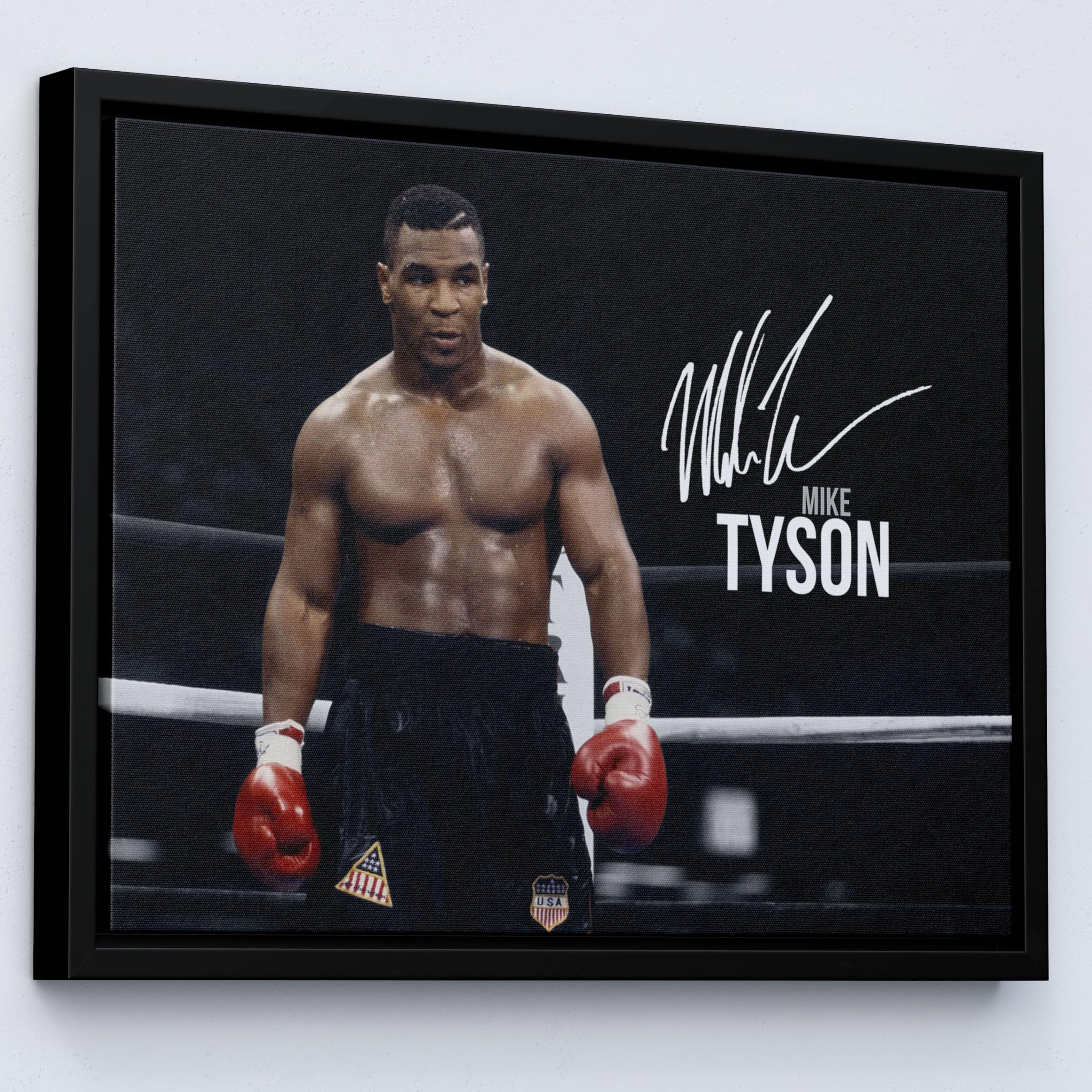 HWC Trading Mike Tyson 16 x 12 inch Canvas Print Signed Autograph Picture for Boxer Fans - Black Framed Canvas