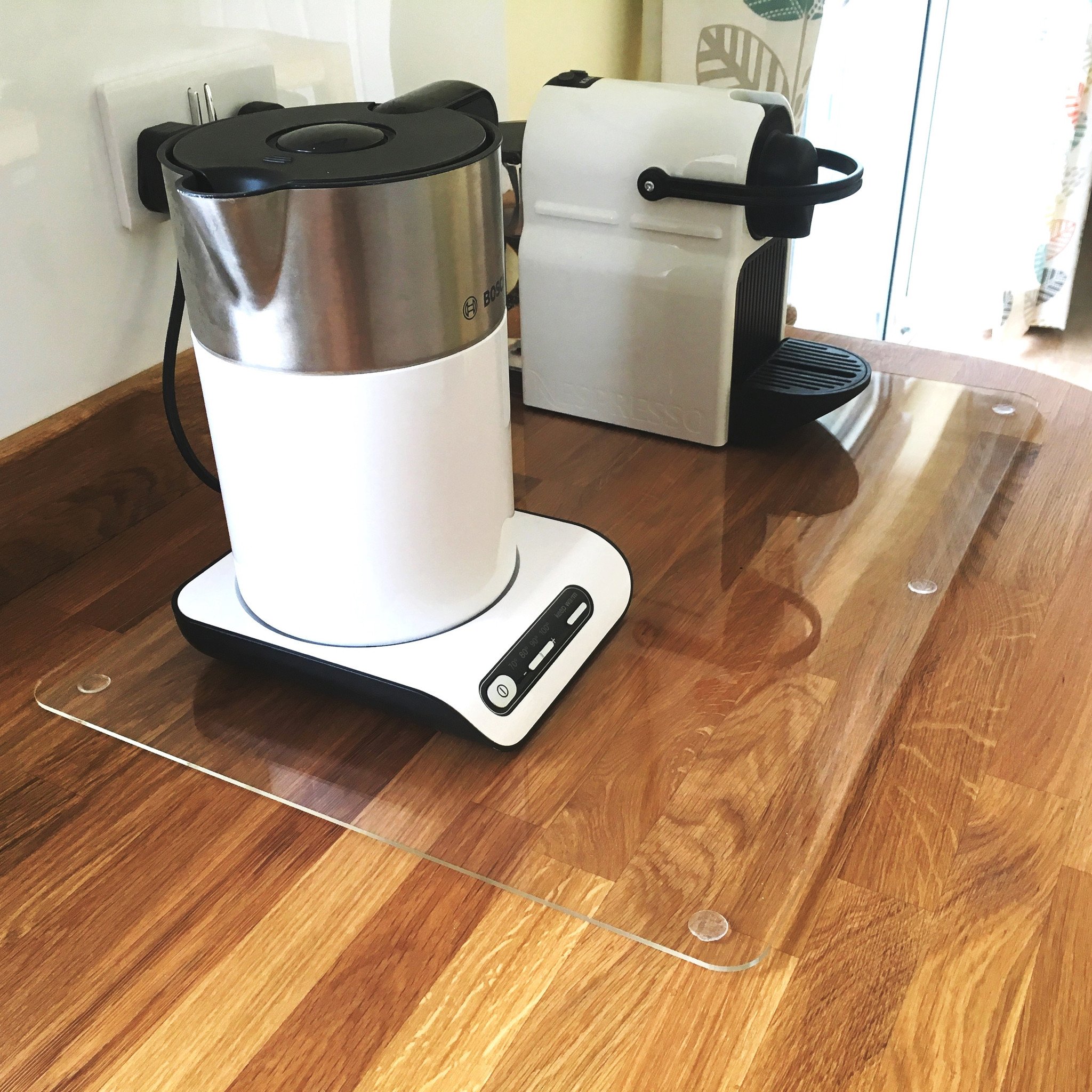 Clear Rectangular Worktop Saver Clear Acrylic Heat Resistant to 90 Degrees - Medium - 40 x 50 cm