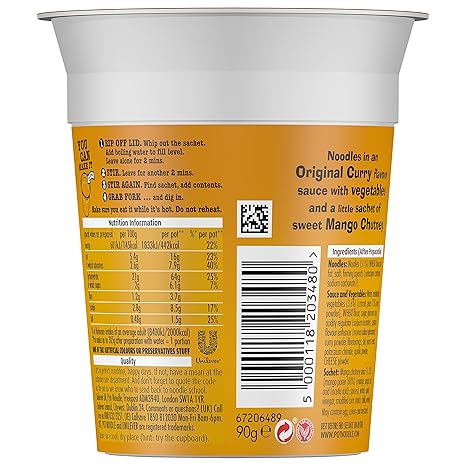Amazon Com Pot Noodle Original Curry 90 G Pack Of 12 Grocery