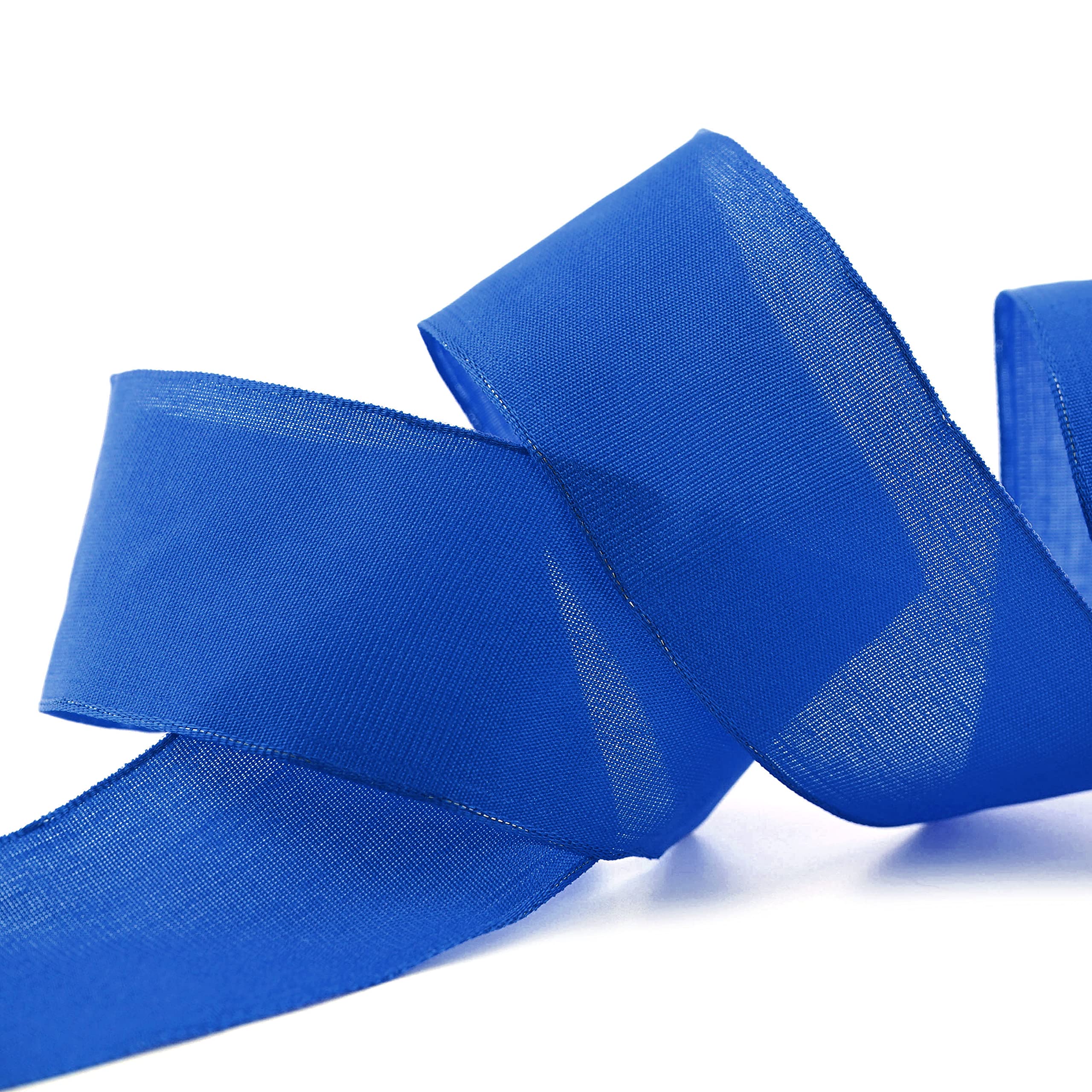 finemark 20 m x 40 mm Wired Silk Ribbon Lina 614 Blue Fabric Decorative Wire Edges Gift Table Decoration Wedding Easter Visco Card Design