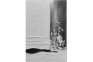 Slyart Black and White Vertical Wall Art 24x36 Inches Abstract Painting Large Textured Contemporary Art Minimalism Artwork for Home Decorations