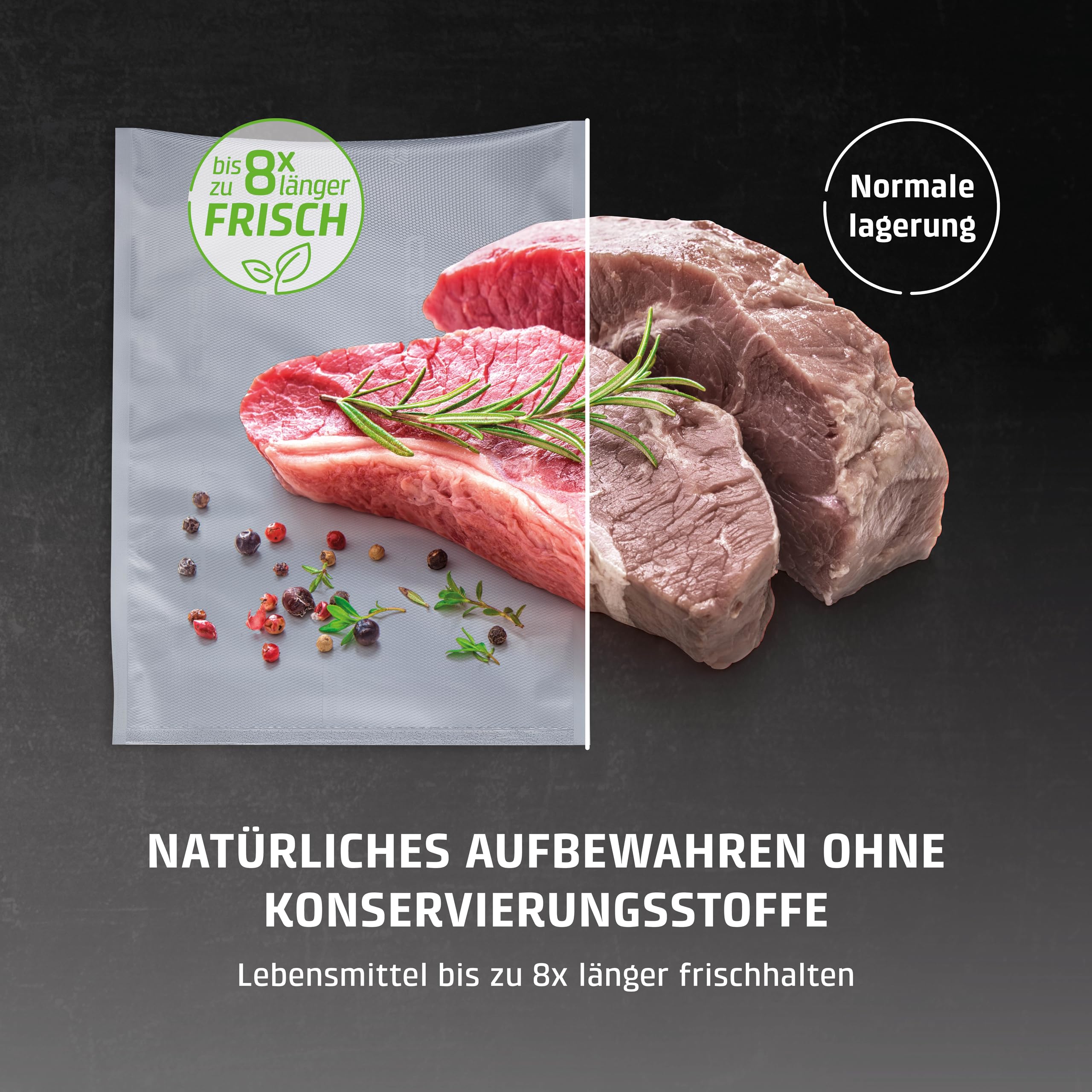 CASO VC10 Vakuumierer - Vakuumiergerät,Testurteil Sehr Gut, Lebensmittel bis zu 8x länger frisch, 30cm lange & stabile Schweißnaht, inkl. 10 Profi-Folienbeutel 8