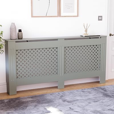 Vida Designs Oxford Radiator Cover Olive Grey Extra Large H82xW172xD19cm
