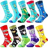 BISOUSOX Mens Dress Socks Funny Fun Colorful Crazy Funky Crew Socks for Men Novelty Happy Cotton Size 9-12
