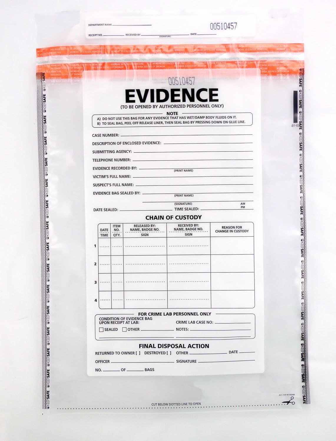 Large Plastic Evidence Bag, 100 pk Industrial & Scientific