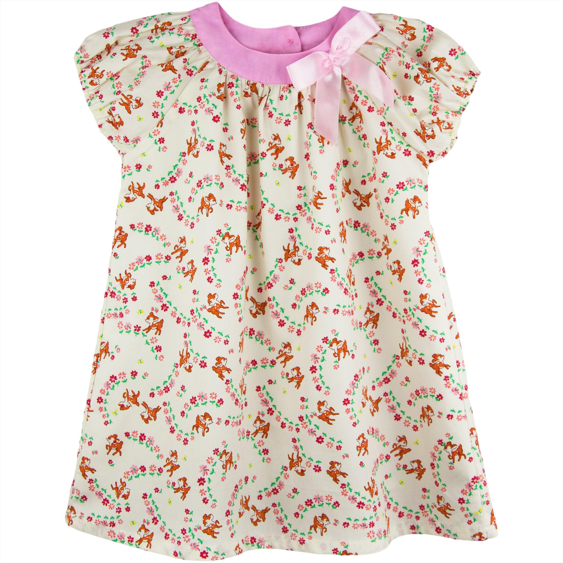 Coral Forest Little Girls' Woodland Printed Little Deer and Flower Shift Dress