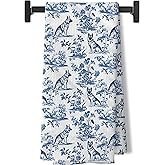 BUJSP Chinoiserie German Shepherd Kitchen Towels, Blue and White Floral Botanical Grandmillennial Dog Decorative Dish Tea Towels for Bathroom, German Shepherd Dog Gifts for Women Men,16x24 Inch