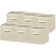 Simple Houseware Foldable Cloth Storage Cube Basket Bins Organizer, Beige - 6 Pack