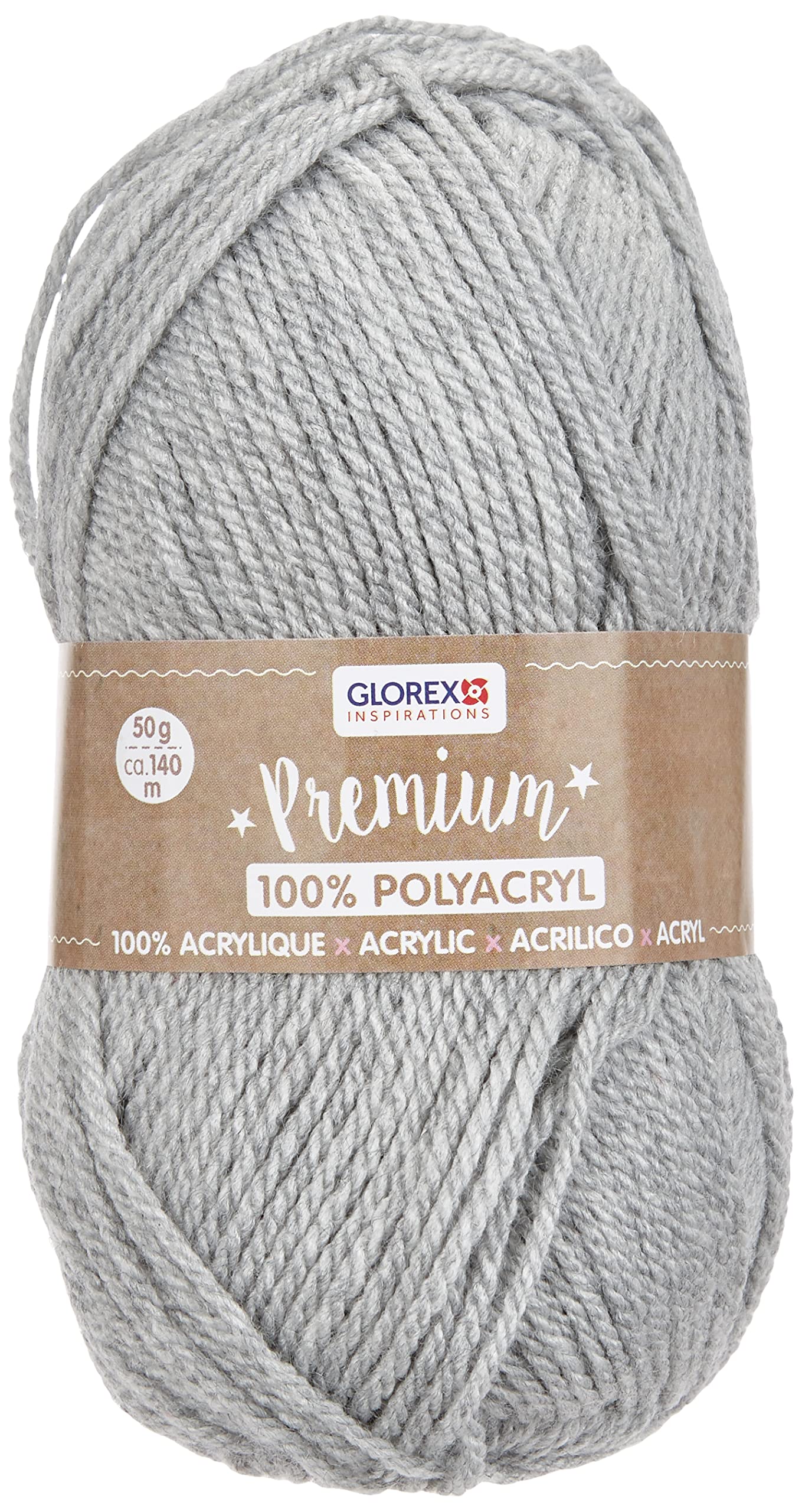 Glorex 5 1001 13 Premium Wool 100% Acrylic Easy to Use Multi-Purpose Warm Soft Non Scratch 50 g Approx. 140 m, Grey