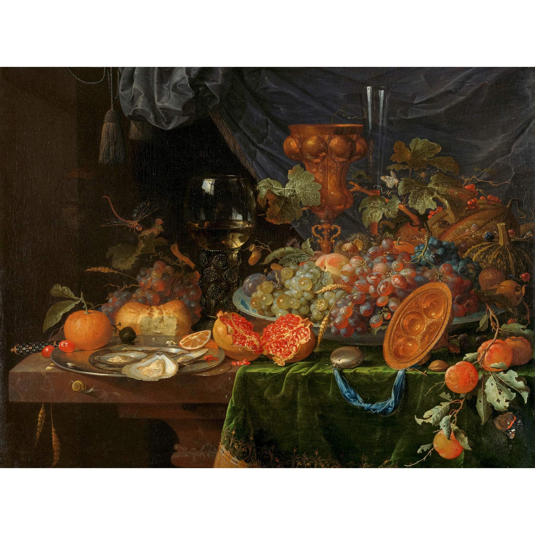 Artery8 Mignon Still Life With Fruit Oysters Painting Premium Wall Art Canvas Print 18X24 Inch