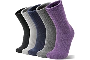 Sandsuced 5 Pack Merino Wool Boot Hiking Socks for Women Warm Winter Thick Thermal Cozy Work Soft Ladies Socks