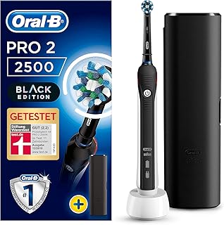 Oral-B PRO 2 2500 Elektrische Zahnbürste, mit visueller Andruckkontrolle für extra Zahnfleischschutz und Gratis Reise-Etui, schwarz