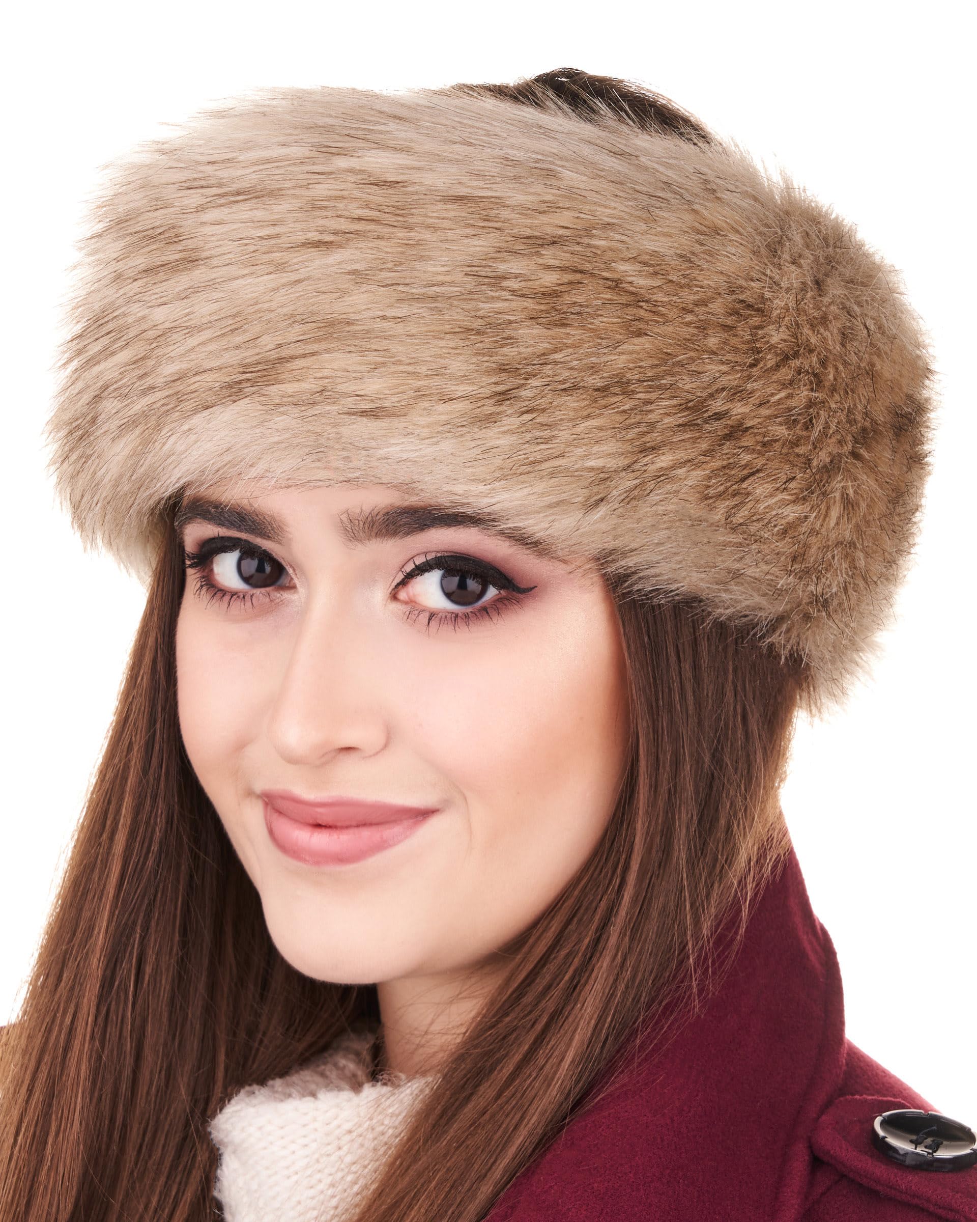 Futrzane Classic Headband - Faux Fur Headbands for Women - Furry Band for Winter - Size M (Gold Classic)