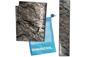 SHAKEitCOOL Original Cooling Towel – Be Cool in Style - Heat Relief, Soft, Lightweight, Sun Protection, Easy Clean - Perfect for Biking, Running, Yoga, Gym, Gardening - Granite