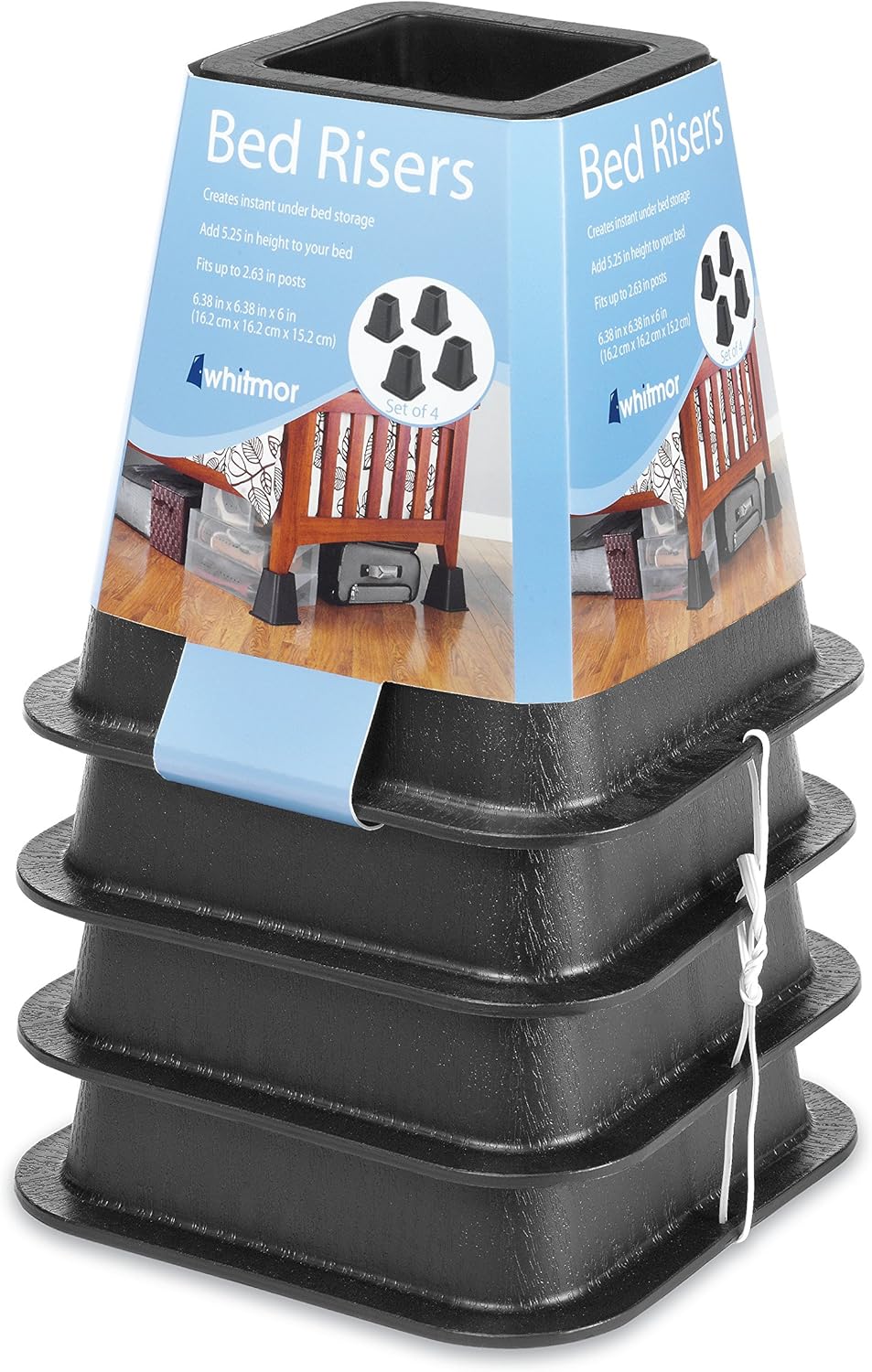 Whitmor Bed Risers - Black (Set of 4): Home & Kitchen