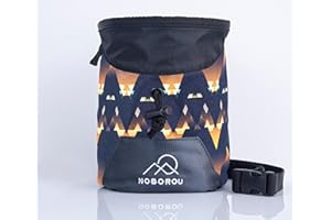 Noborou Chalk Bag for Rock Climbing + Crossfit + Weightlifting | Bouldering Chalk Bag | Wide Opening | Large Zippered Pocket | Adjustable and Removable Belt