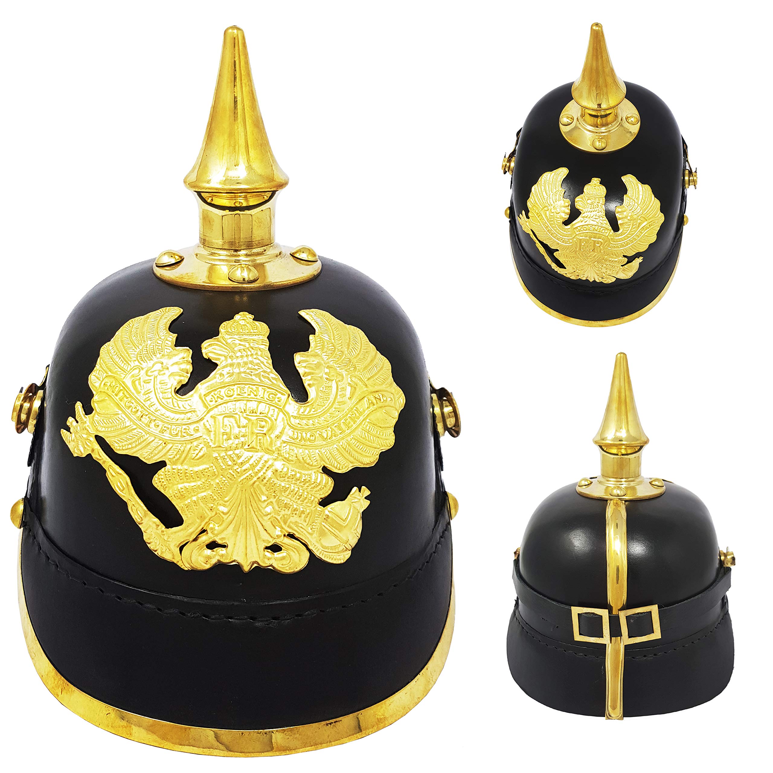 The New Antique Store - German Pickelhaube Imperial Prussian Helmet Leather German HAT Halloween Costumes