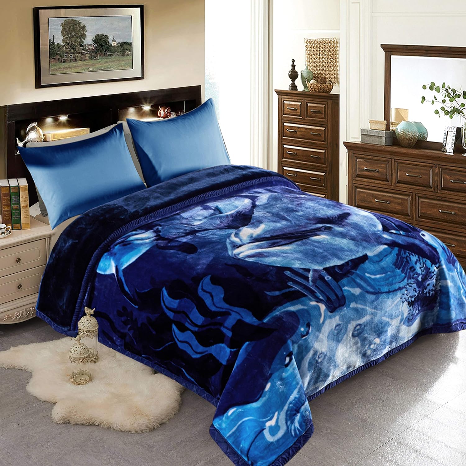 Plush Blanket King Size 85 x 93 JML Fleece Blanket 2 Ply A&B Printed