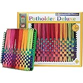 Friendly Loom Potholder 7" Traditional Size Green Potholder Deluxe Loom Kit with Rainbow Color Cotton Loops Make 6 Potholders