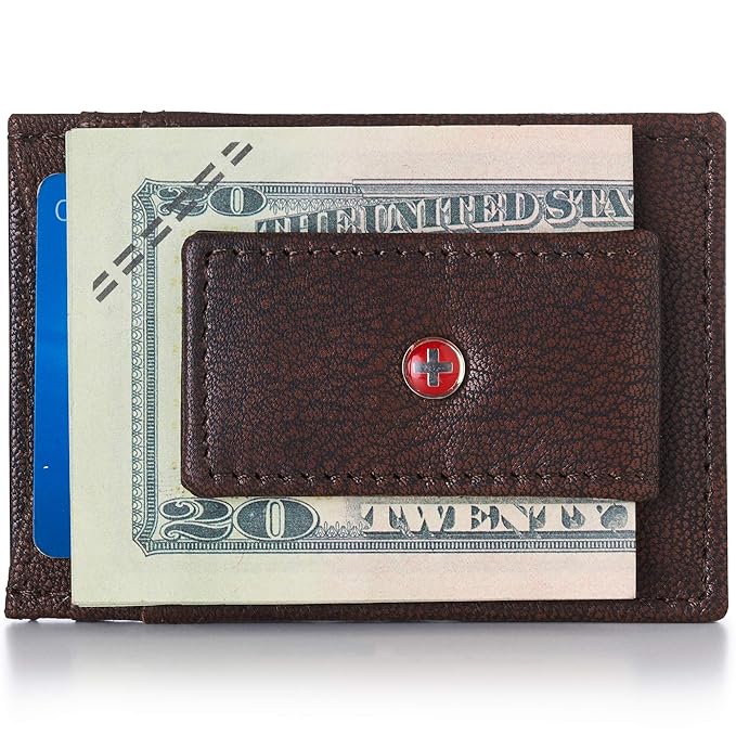 Alpine Swiss Mens Wallet Leather Money Clip Thin Slim Front Pocket Wallet - 