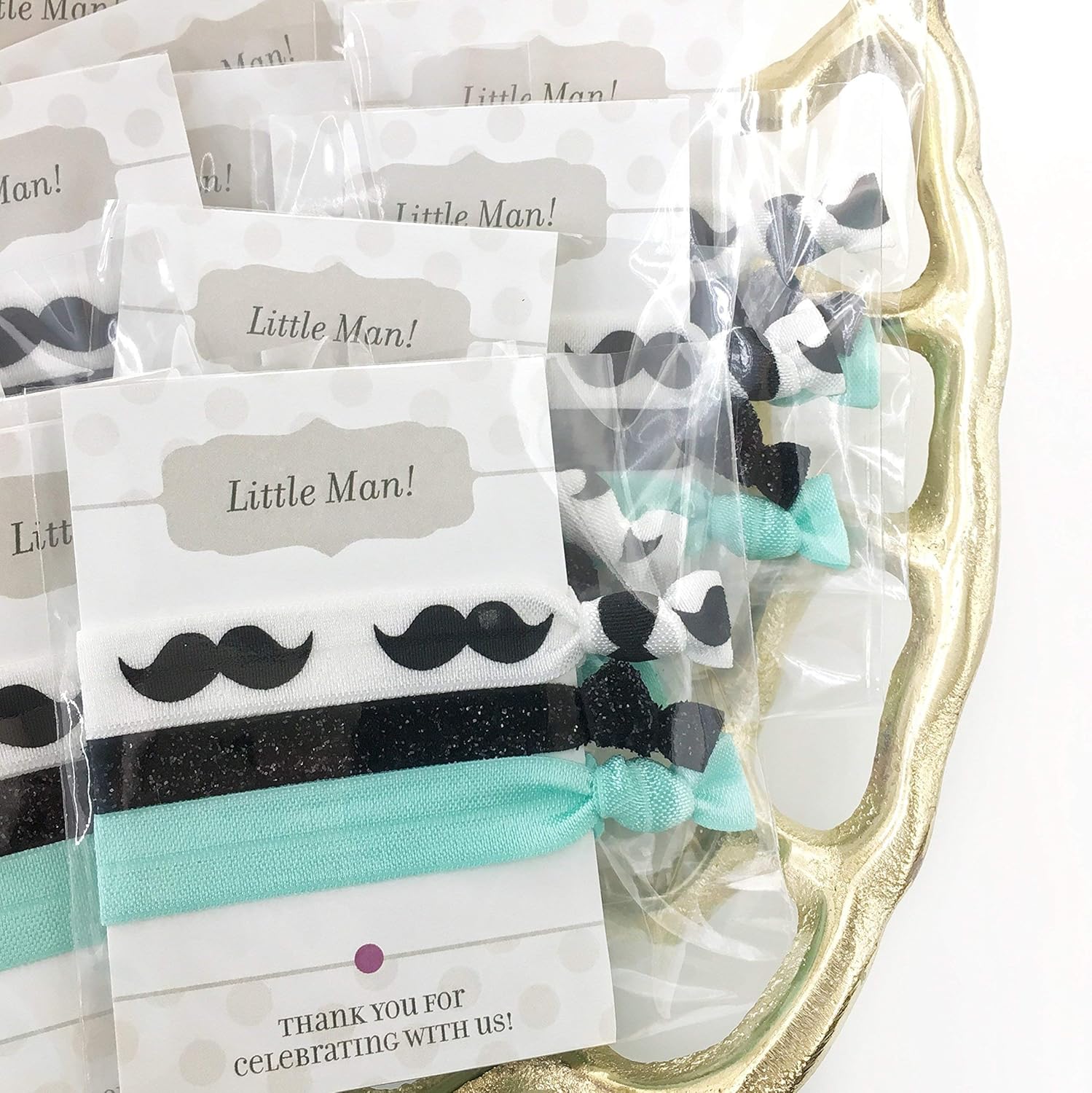 Mustache Baby Shower Favours Hair Ties Bracelets 1st Birthday