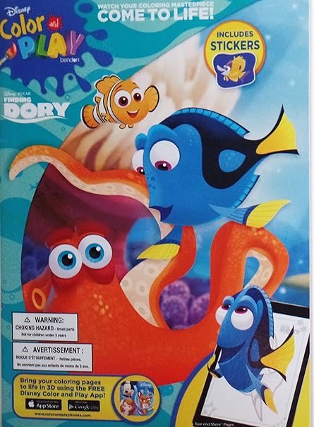 Amazon Com Disney Finding Dory Color And Play Coloring Book With Stickers Toys Games