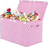 VERONLY Large Toy Box Chest Organizer Bins Pink 60x31x38 cm Foldable