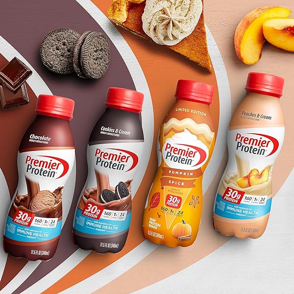 PREMIER PROTEIN SHAKE LIMITED EDITION 30G 1G SUGAR 24 VITAMINS MINERALS NUTRIENTS, PUMPKIN SPICE, 11.5 FL OZ (PACK OF 12) ARTWORK CASE – PACKAGING MAY VARY