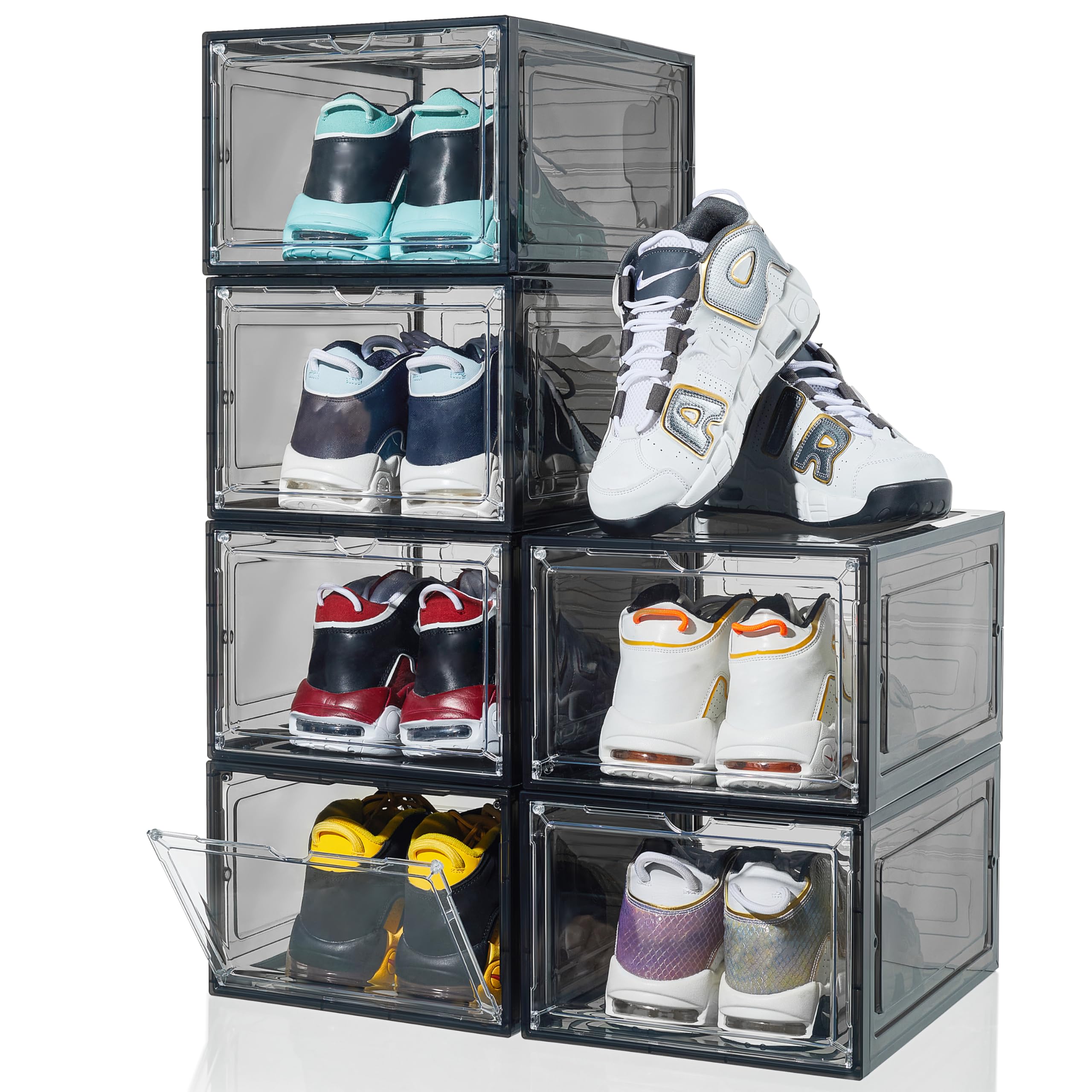 ZLLZUU Shoe Organizer Shoe Storage Boxes, 6 Pack Large Drop Front Shoe ...