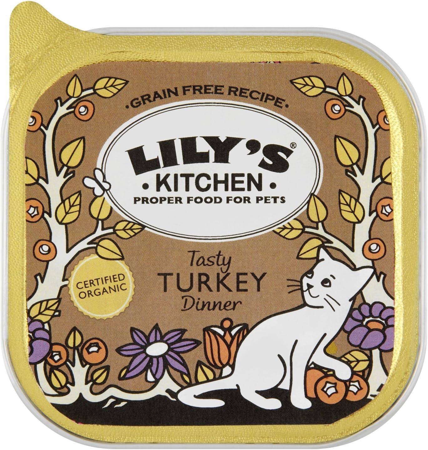 Lily's Kitchen Proper Cat Food Organic Dinner with Turkey - Foil Tray (100g)