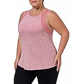 MTICFMY Plus Size Workout Tank Tops for Women with Mesh, XL-5XL Long Yoga Sleeveless Shirts Loose Fit, Athletic Tunics Top