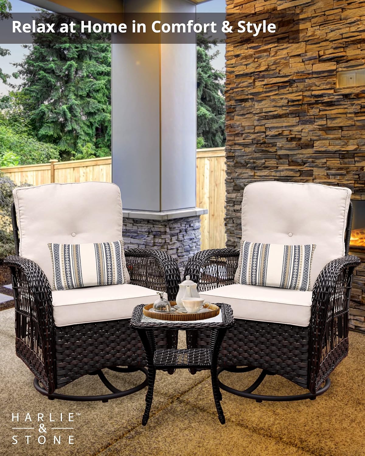 3 piece sectional patio set with fire pit on K6hs2ocdowhhjm