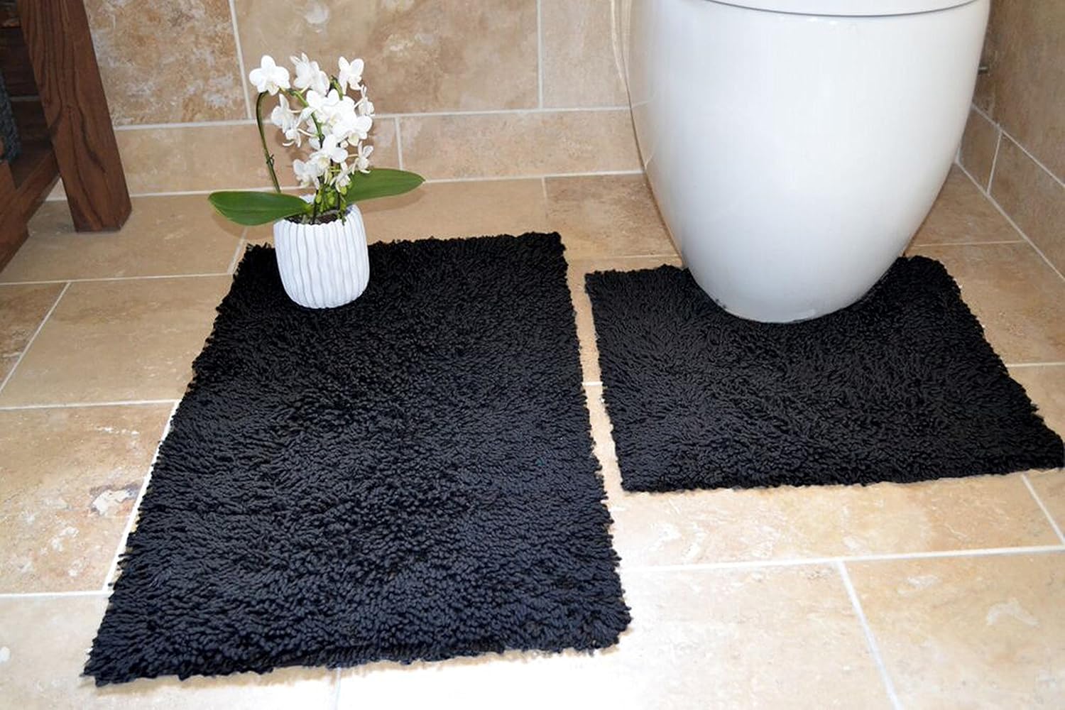 Rapport Home Cotton Twist Bath and Pedestal Mat Set, Black, 80 x 50 x 2 cm, 50 x 80 cm (Rectangular) - Image 3