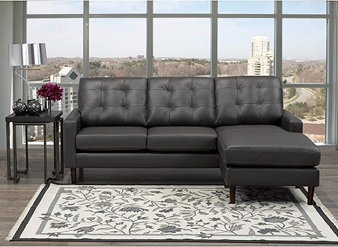 Amazon Com Overstock Chet Mid Century Modern Dark Grey Top Grain
