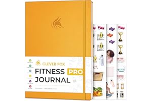 Clever Fox Fitness Journal PRO – Daily Workout Planner with Meal Planner & Habit Tracker – Gym Exercise Log Book for Women & Men – Fitness Planner Notebook – Lasts 6 Months, 7x10” - Amber Yellow