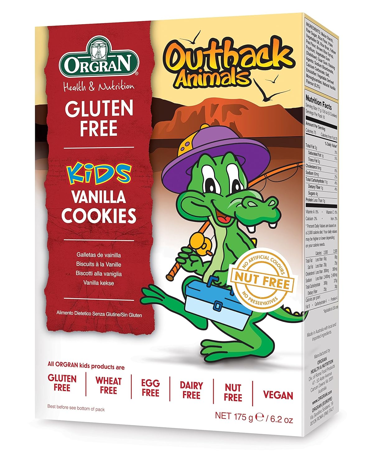 Orgran Free From Outback Animals Vanilla Cookies 175 g (Pack ...