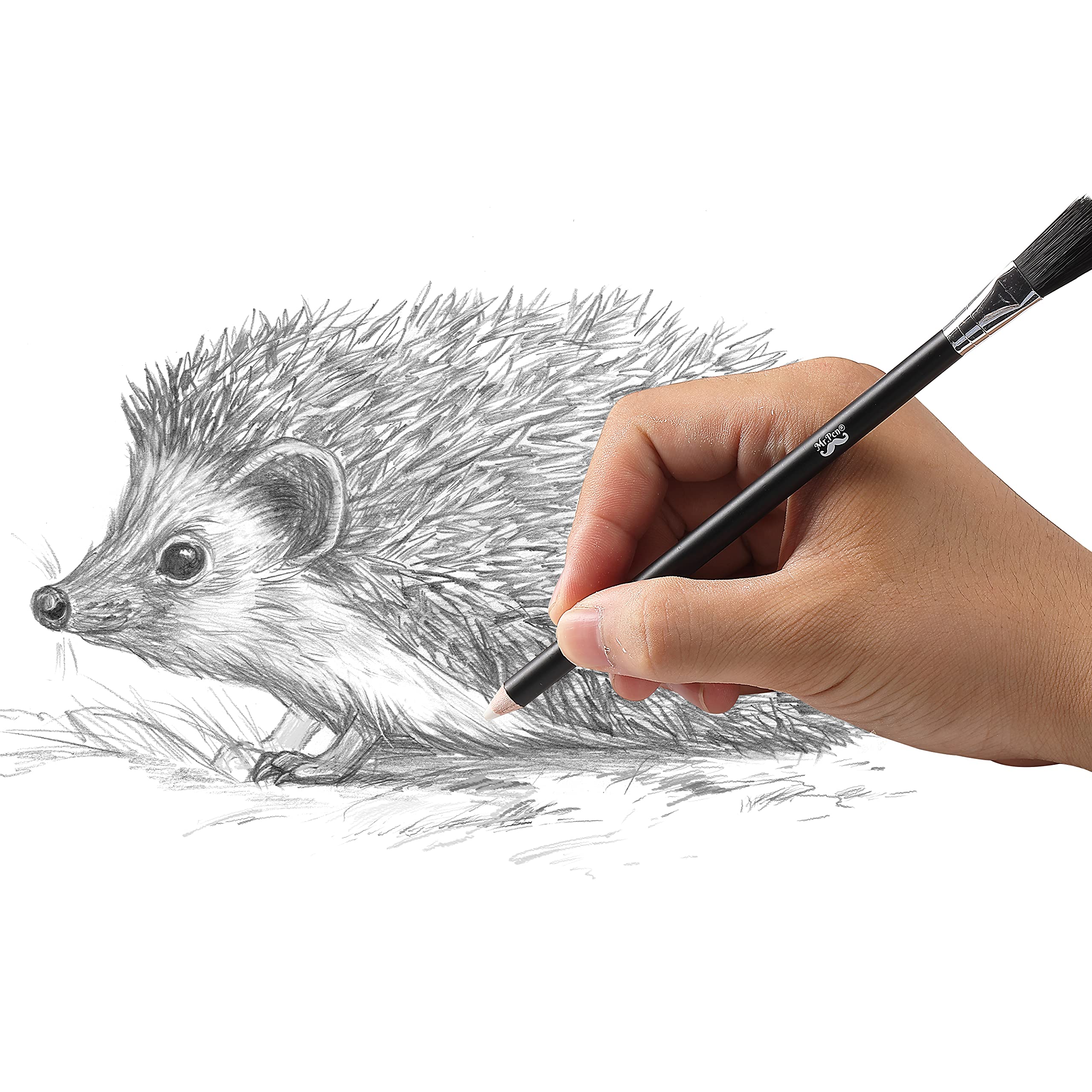 Mr. Pen Eraser Pencil with Brush, 3 Pcs, 2 Eraser Pencils, 1 Sharpener, Artist & Drawing Set