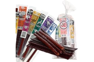 JERKY DYNASTY Buffalo Bob's Exotic Jerky Set- Staff Favorite 20 Piece Assortment: Alligator, Buffalo, Venison, Wild Boar, Duck, Elk - BBQ, Cajun, Peppered, Teriyaki