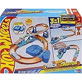 Hot Wheels Toy Car Track Set, Deluxe Building Box with Motorized Booster, 1:64 Scale Vehicle, Speed Snap Track, Boosted Jump 