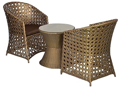 Furnifuture Zahab Outdoor Patio Furniture Set 2 1 Golden