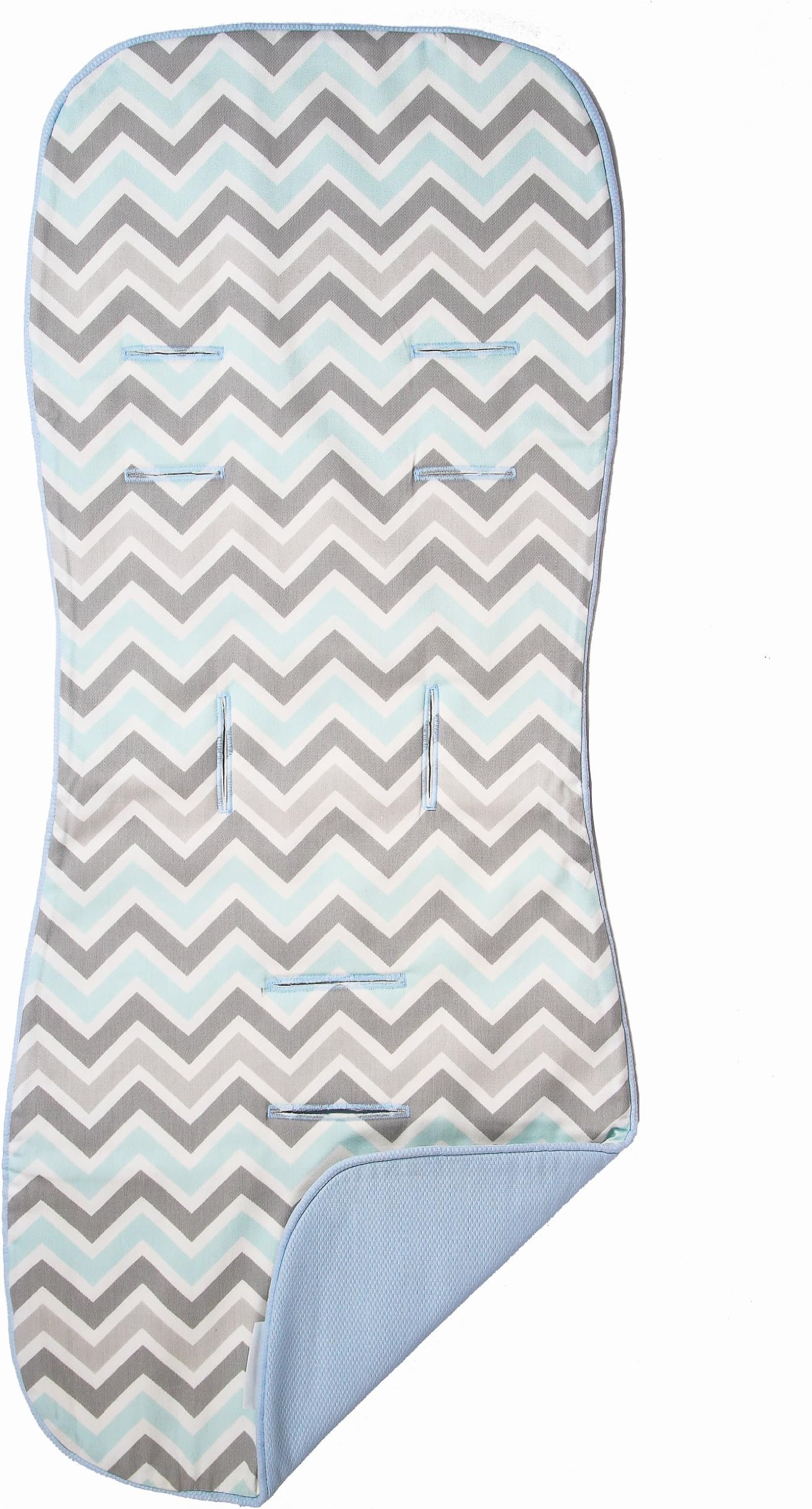 Natural and Reversible Cotton Pram/Stroller Liner w/blue piping for baby boy, Bugaboo, Inglesina, Peg Perego, Maclaren, Uppababy, Mountain Buggy and more