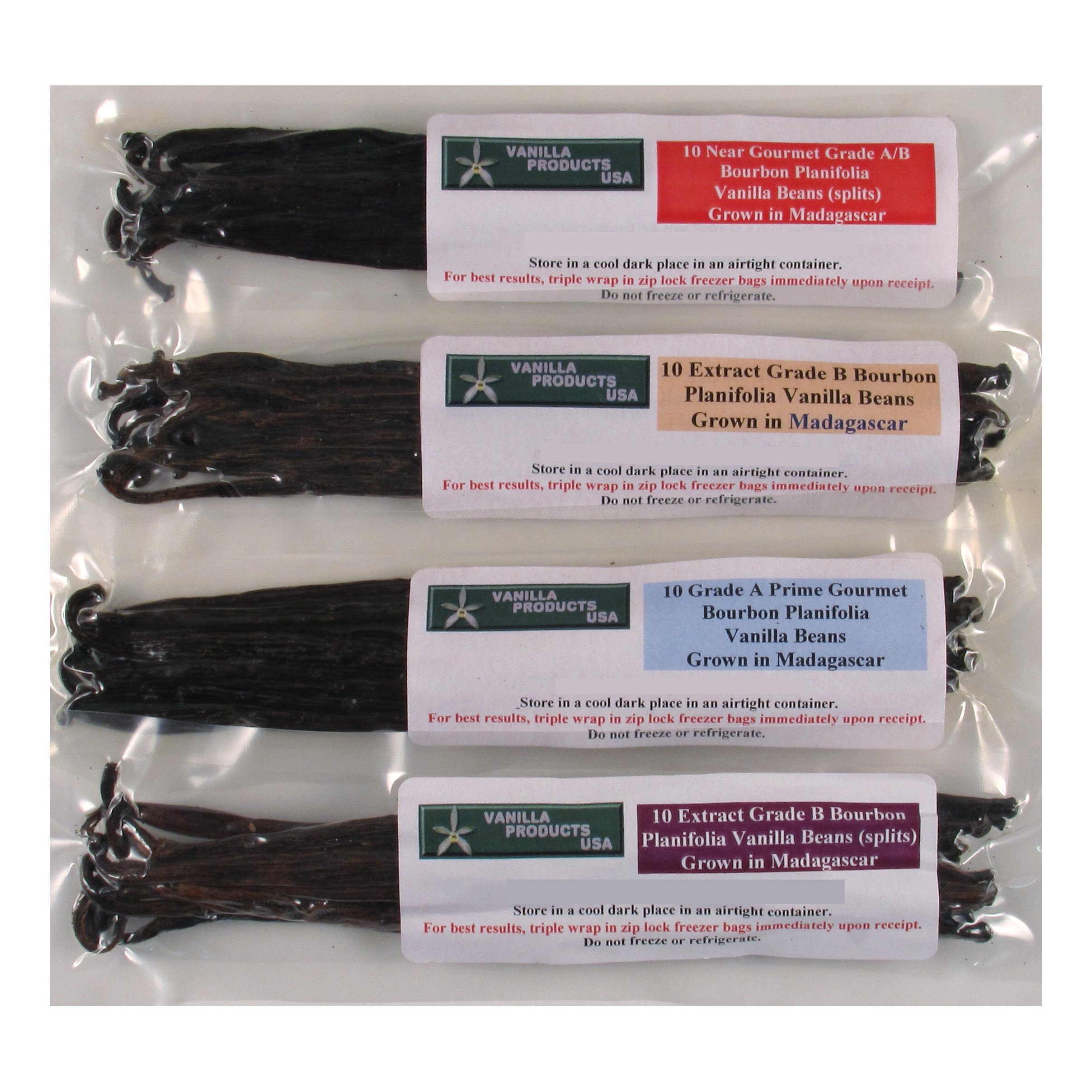 Madagascar Bourbon Assortment Vanilla Beans 4 types x 10 beans = 40