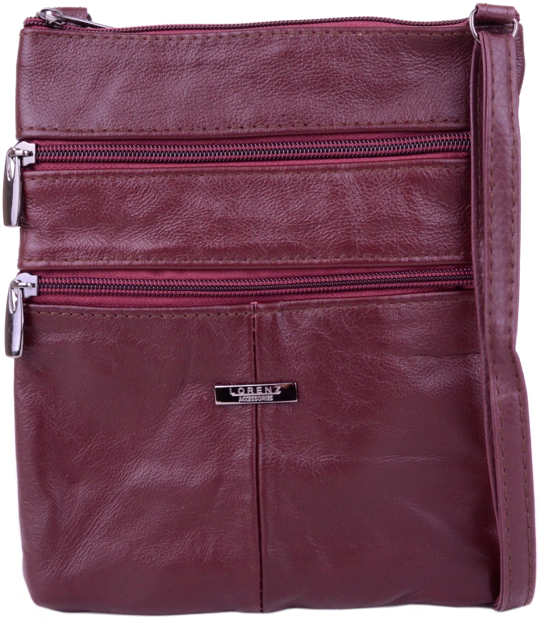 Ladies/Womens Genuine Leather Practical Shoulder/Cross Body Bag - Burgundy