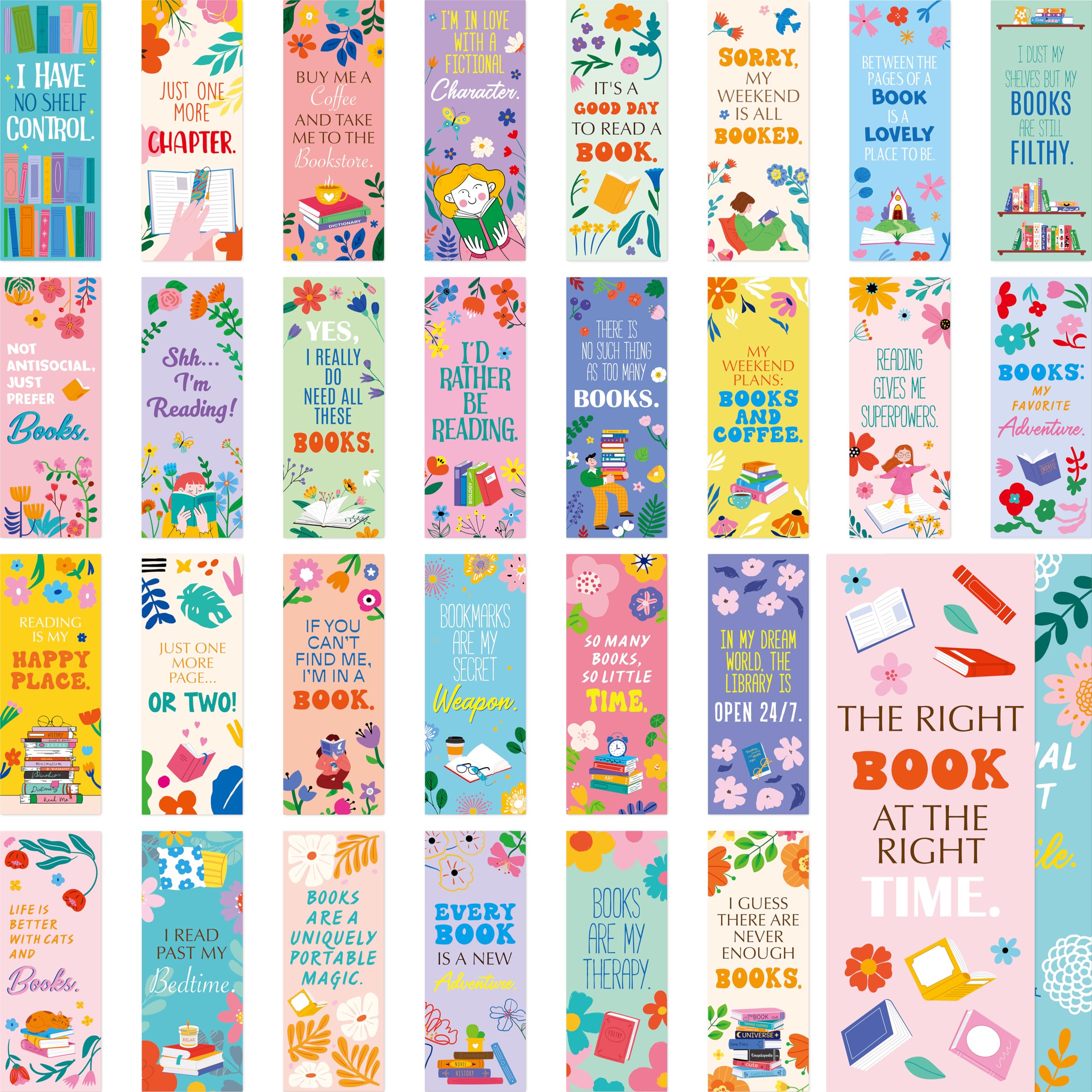 Photo 1 of 120 PCS Book Lover Bookmarks, 30 Unique Designs Double-Sided Read Accessories Page Markers Reading Bookmarks for Women, Men, Kids, Adults, Students, Book Lovers All Ages